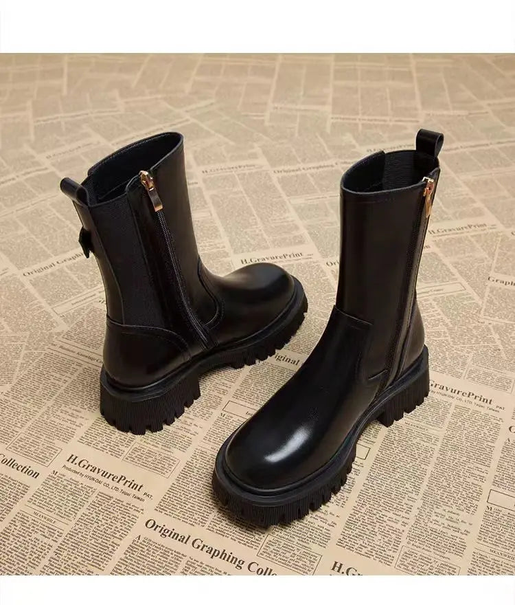 Women's Boots Designer Heeled Shoes Leather Retro Ankle Boots 2025 Fashion Goth Chelsea Boots New Walking Cozy Dress Mujer Botas