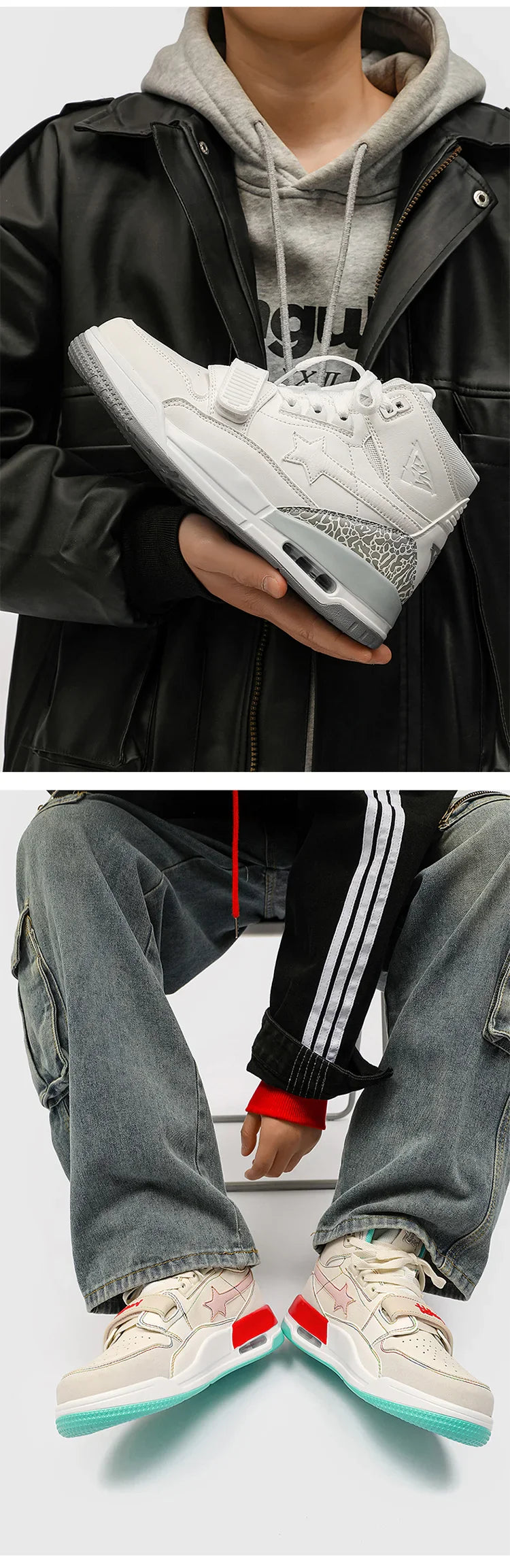 Mens Casual Sneakers High-tops Sneakers Trendy Boys Basketball Sports Tennis Shoes Outdoor Off-road Shoes Couple Sneakers