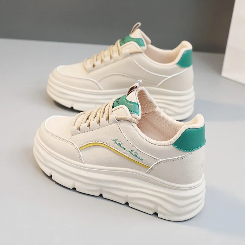 Women's Sneakers Spring Trend Lace-up Platform Casual Shoes Student Small White Shoe Old Dad Style Soft Sole Flat Shoe Versatile