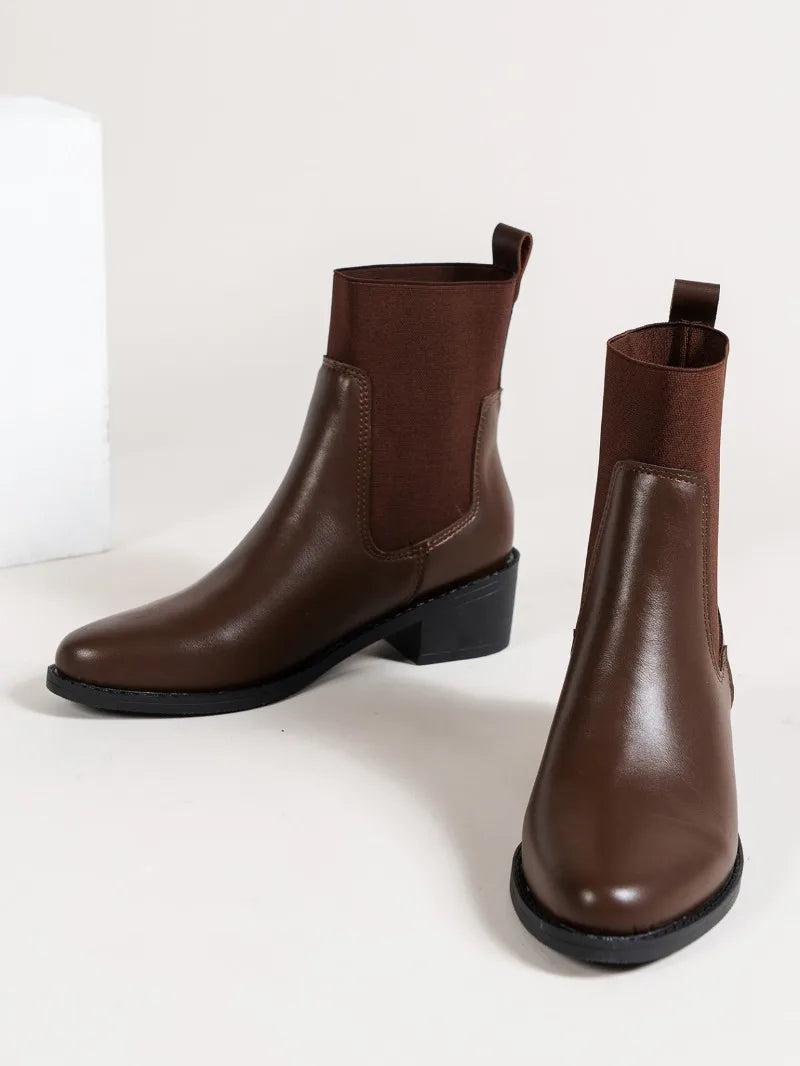Fashion Boots Women's Short Boots 2023 New Style Thick Heel Chelsea Boots Women's Versatile Elastic Thin Boots Comfortable