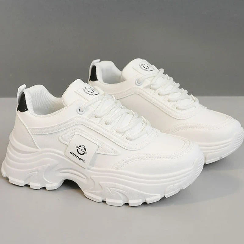 Women Sneakers Leather Height-Increasing Shoes Fashion Lace-up Casual Shoe Outdoor Vulcanized Shoe Designer Platform Women Shoes