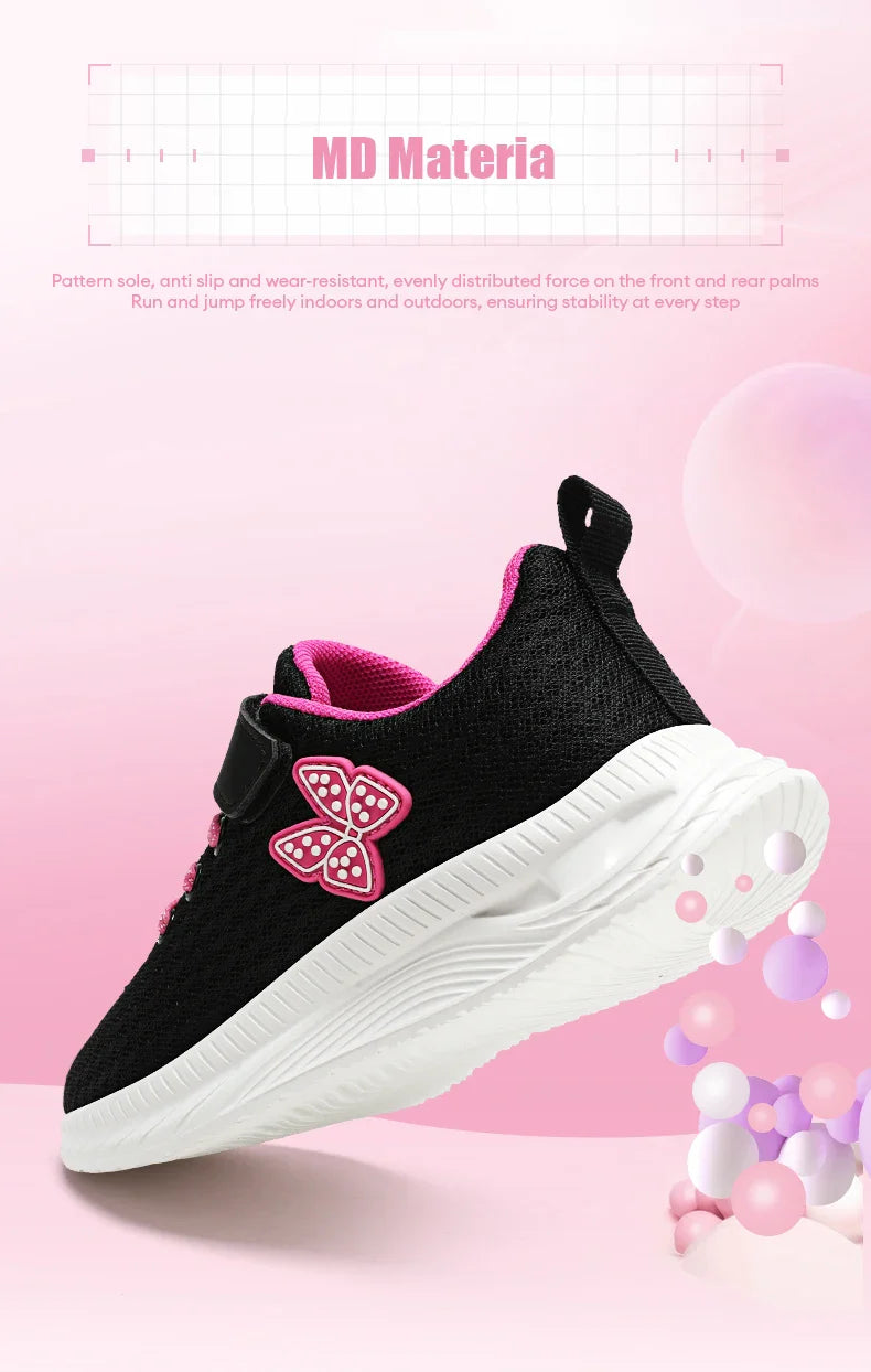 Girls' Breathable Mesh Sneakers with Bowknot Anti - Slip Casual Running Shoes for Kids Summer Sale Children's Sports Shoes