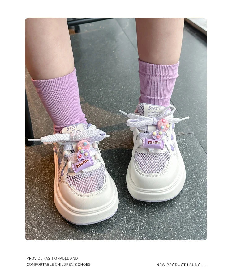 Girls' mesh shoes Spring and Autumn new children's sports shoes mesh breathable girls' casual shoes board shoes