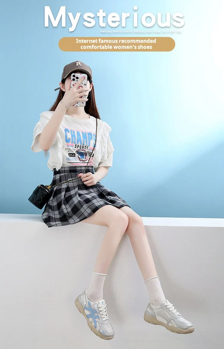 Women's Shoes Casual Platform Shoes Women Round Toe Lace-Up Tennis Vulcanized Sneakers New Style Korean Couple Elderly Shoes