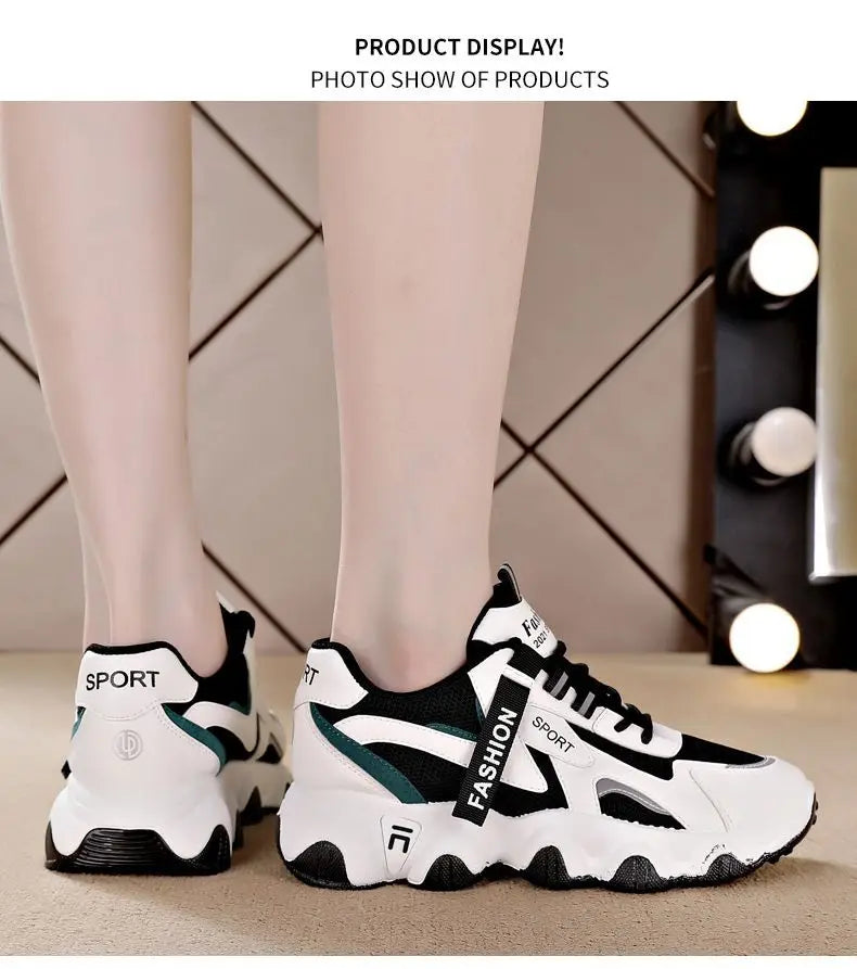Zapatillas Mujer Sneakers Trendy Mesh Platform Sneakers Leather Shoes Breathable Socofy Casual Sports Shoes Women Flats2024