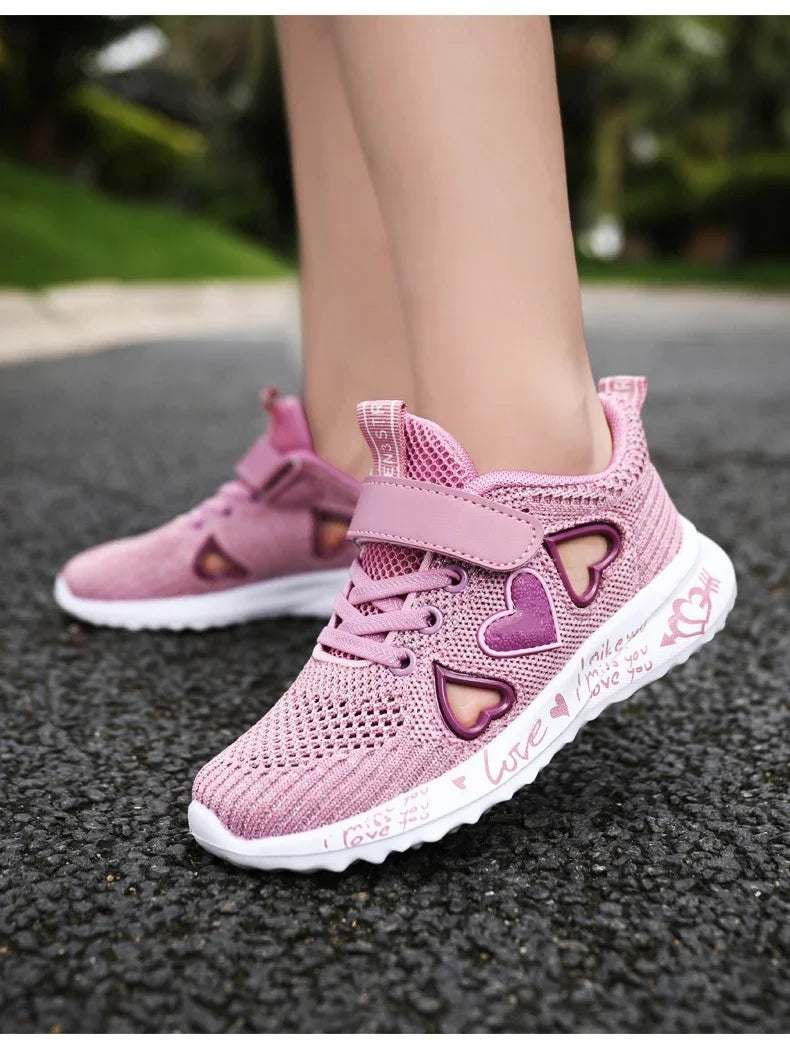 2025 Girls Casual Shoes Children Light Mesh Sneakers Kids Summer Autumn Tenis Cute Sport Cartoon Running Sock Footwear Female
