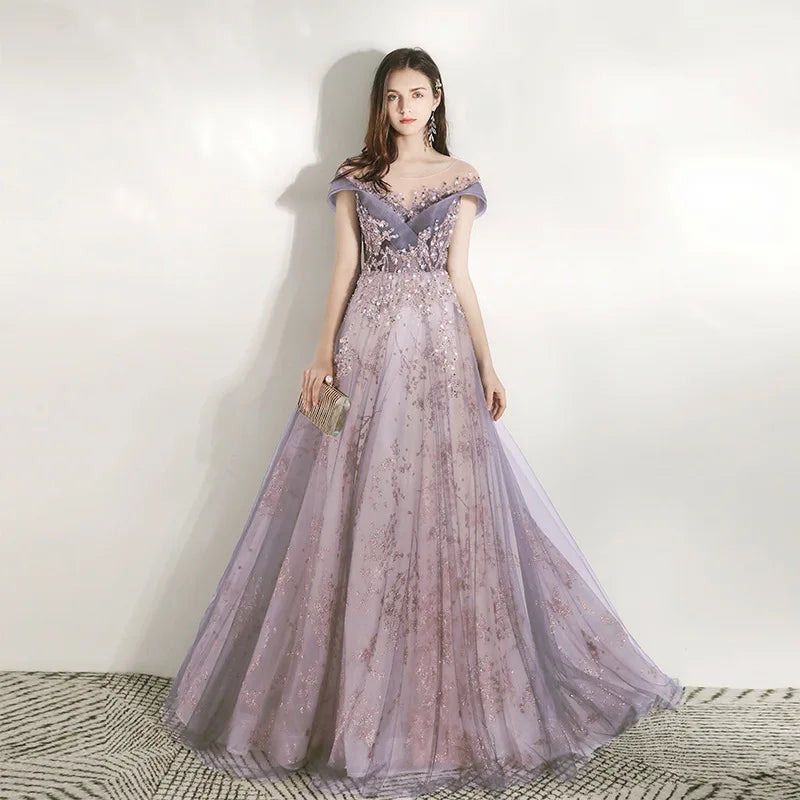 Banquet Evening Dress Dress Female 2025 New Style Temperament Company Annual Meeting Birthday Glitter Host Art Exam Tail Dress