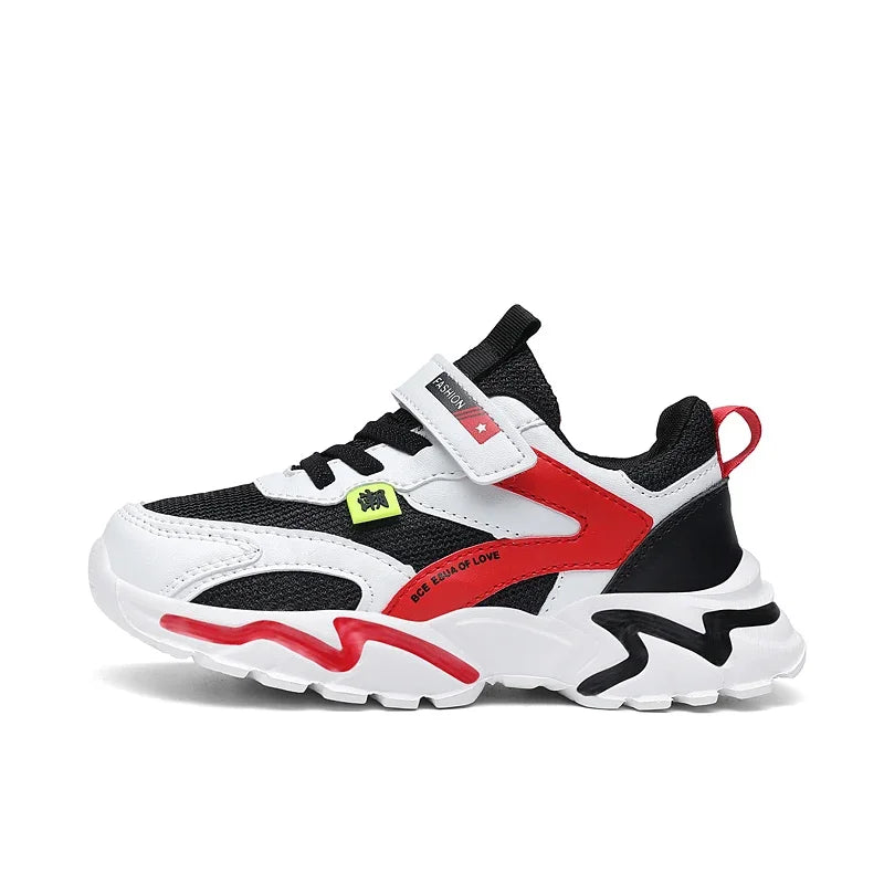 Kid Sneakers Sport Shoes for Boys Fashion Leather Children Breathable Mesh Comfort Shoes Casual Walking Outdoor Running Shoes