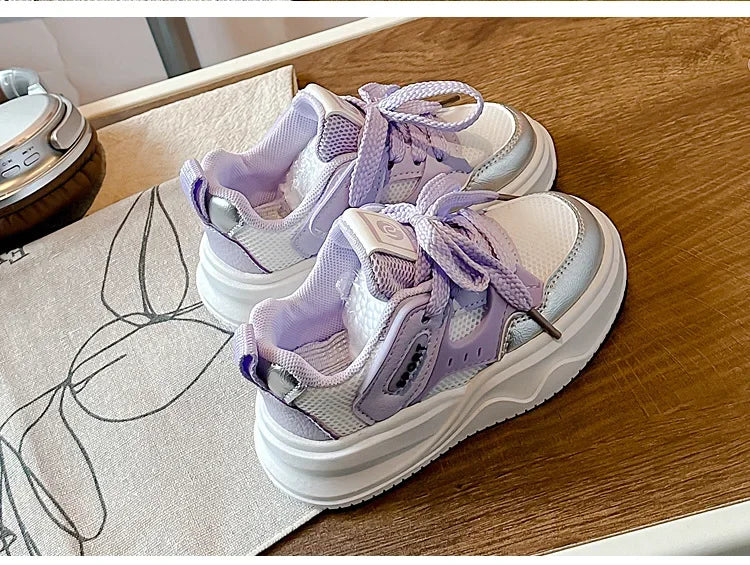 Students Sneakers Soft Sole Girls Running Shoes Mesh Breathable 2025 New Fashion Toddle Children Sports Shoes Non-slip Trendy