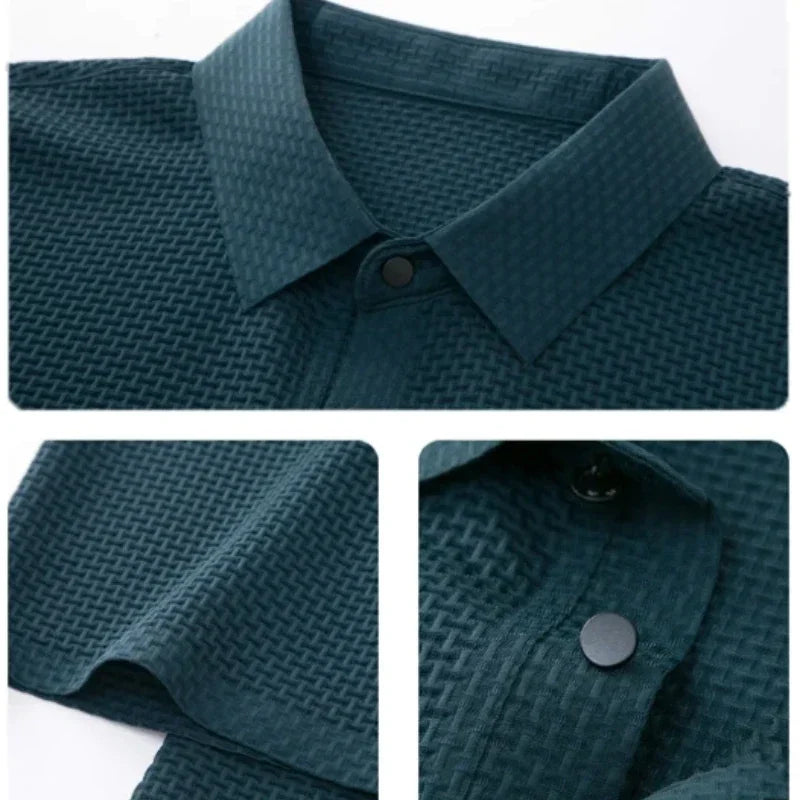 Brand Clothes Summer New Men's Short Sleeve T-shirt Ice Silk Cool and Breathable POLO Shirt Business Casual Sweat-absorbing Top  ( Available )