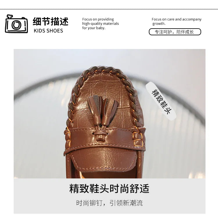 Kids Shoes Boys Girls Slip on Casual Shoes Children Shallow Soft Sole Leather Shoe Toddler Light Flat Loafers Zapatos Niño 여아구두
