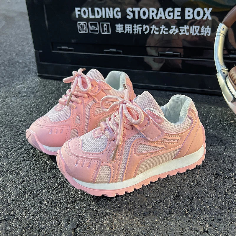 Spring Autumn Girls Sports Shoes Mesh Breathable Candy Color Kids Sneakers Soft Sole Children Casual Running Shoes Non-slip