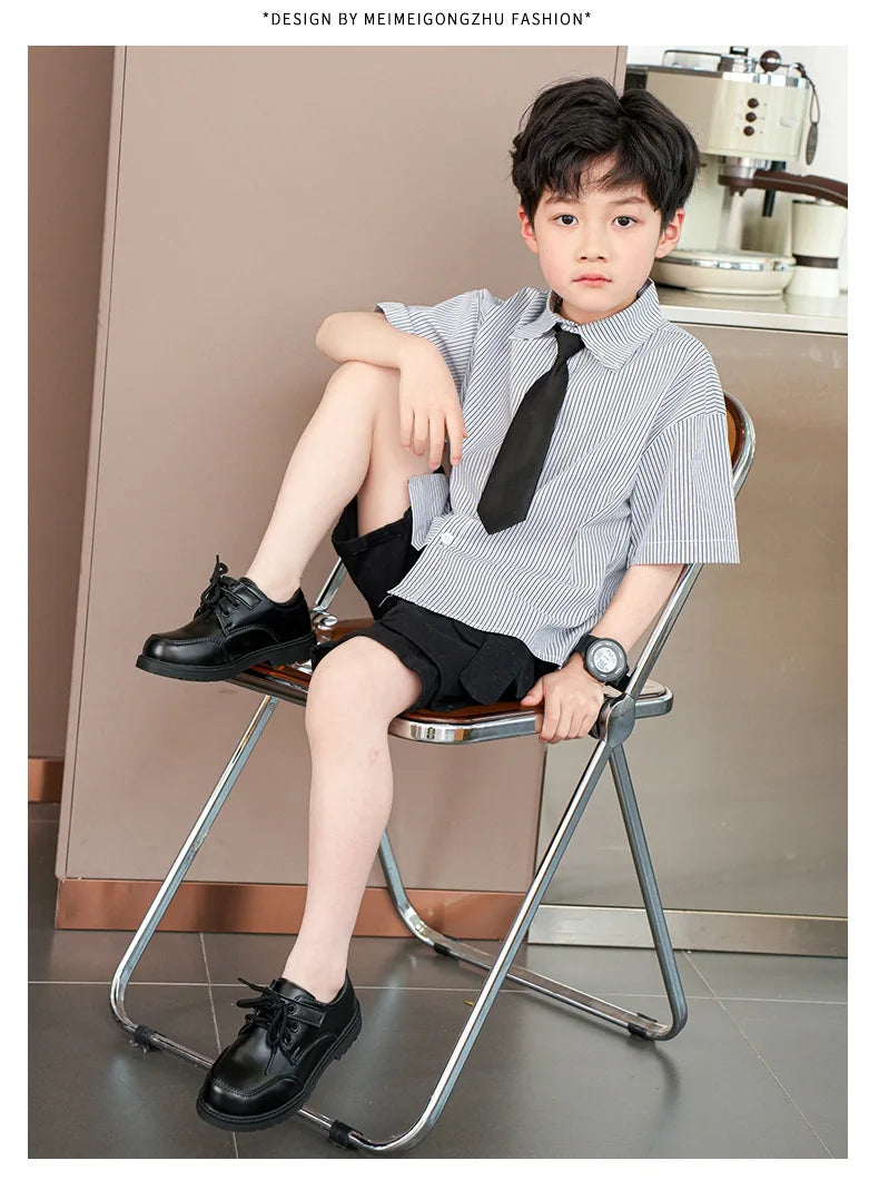Children School Uniform Shoes Black Matte Glossy Boys Performance Shoes Chic 2025 Spring Autumn Kids Formal Shoes Soft Bottom