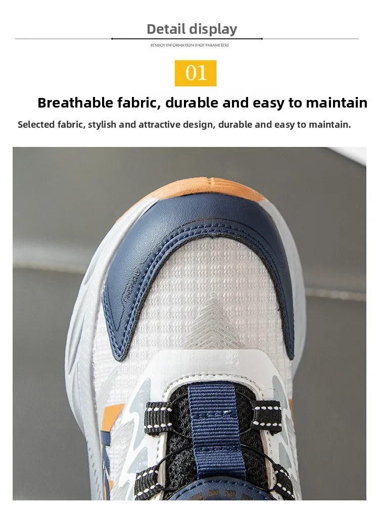 Boys Running Shoes with Rotating Buttons Breathable Comfortable Dad Sneakers Kids Sports Shoes for Autumn Season New Arrival