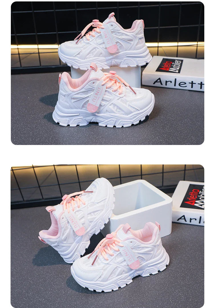 Girls Sneakers 2024 Children Casual Shoes Mesh Platform Designer Tennis Sneaker 6 To 12 Years Kids Sports Shoe for Girl