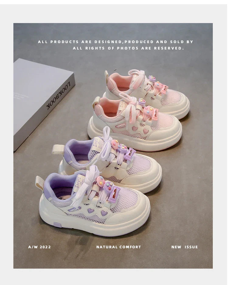 Girls' mesh shoes Spring and Autumn new children's sports shoes mesh breathable girls' casual shoes board shoes