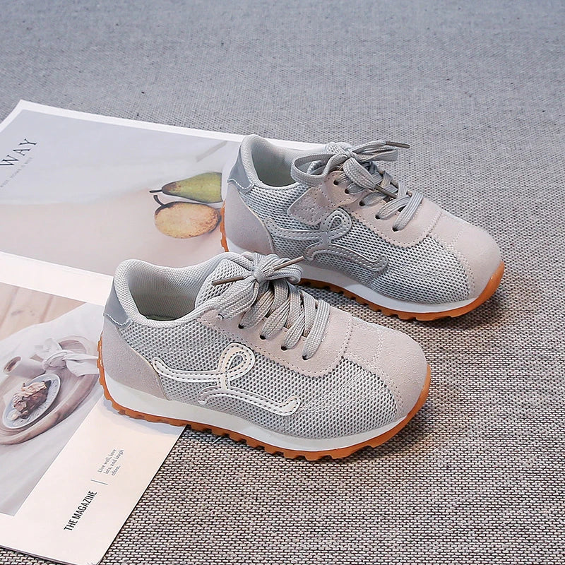 Children's Sneakers 3-18 Years Old Four Seasons Yellow Breathable Boys Girls Casual Shoes Gray Soft Non-slip Kids Running Shoes