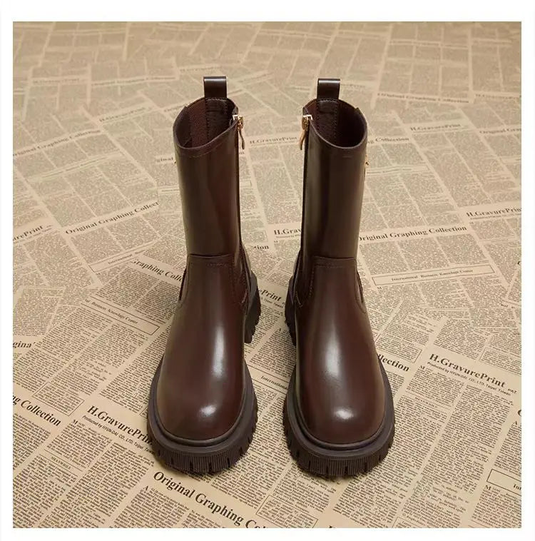 Women's Boots Designer Heeled Shoes Leather Retro Ankle Boots 2025 Fashion Goth Chelsea Boots New Walking Cozy Dress Mujer Botas