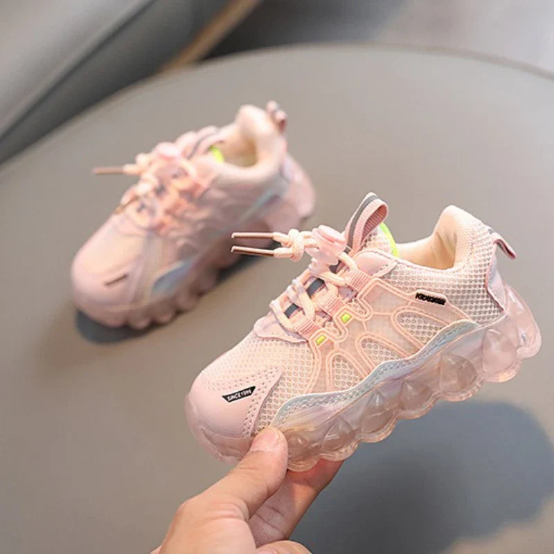 New Kid Sneaker Anti Slip Soft Bottom Boy LED Light Shoes Comfort Versatile Girls Casual Shoe Simple Child Mesh Shoes