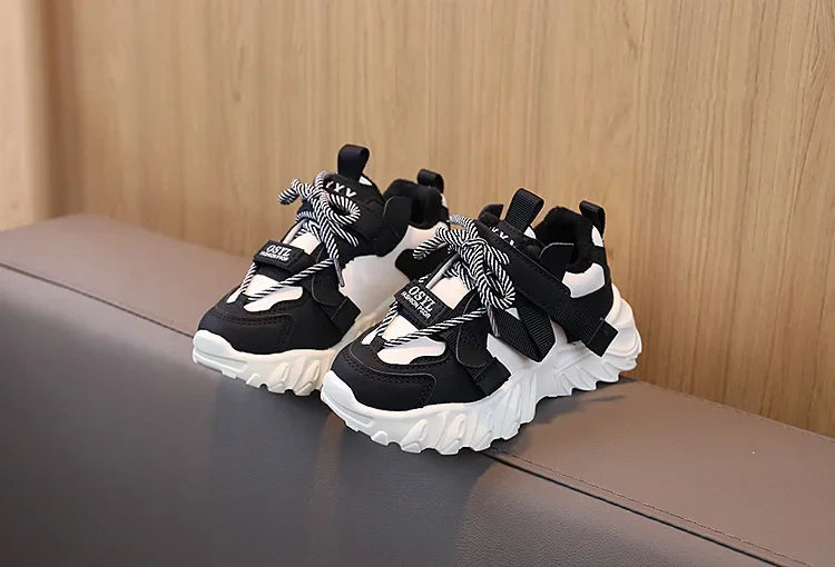 New Arrival Children Sneakers Pretty Silhouette Girl Running Shoes Pink Black Khaki Trendy Kids Shoes Boys Training Shoes