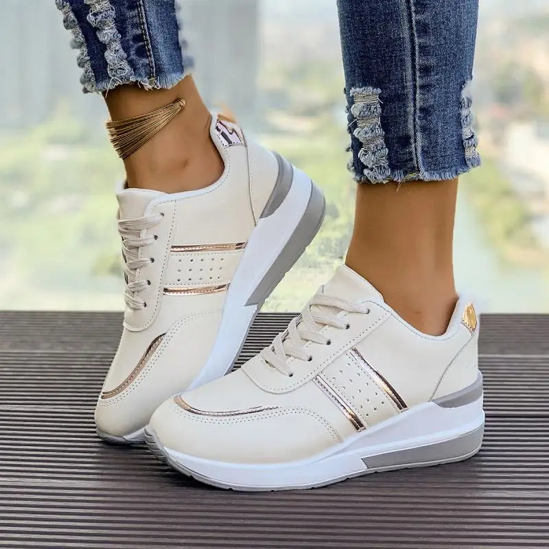 Women's White Wedge Sneakers Non Slip Comfortable Sports Shoes for Women Casual Outdoor Vulcanized Shoes Woman Walking Trainers