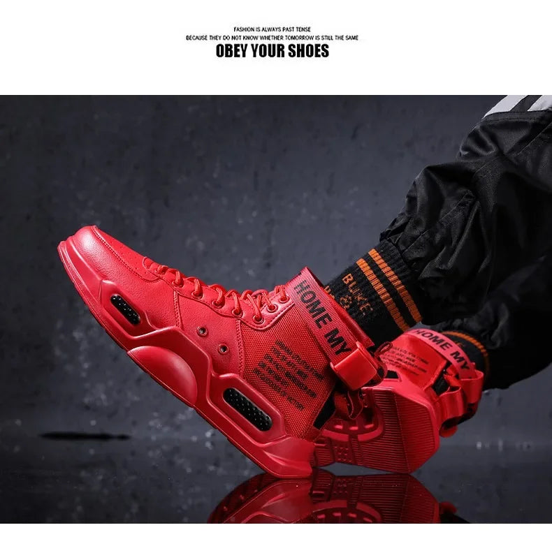 Mens Casual Sneakers High-tops Sneakers Trendy Boys Basketball Sports Tennis Shoes Outdoor Off-road Shoes Couple Sneakers
