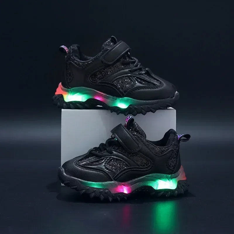 2025 Summer Sneakers Kids Fashion Girls LED Light Shoes Letter Mesh Breathable  Luminous Shoes Casual Sports Shoes Boys Shoes