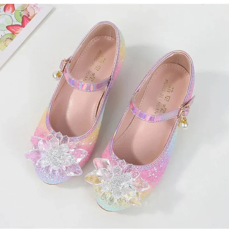 Girls High Heel Dress Shoes Children Princess Marijane Wedding Party High Heels Female  Bridesmaid Kid Show Single Leather Shoes