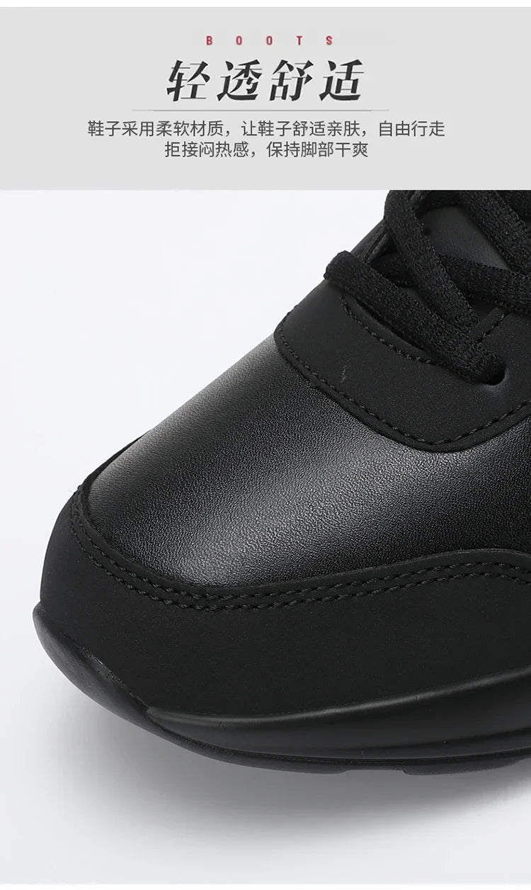 2025 New Women's Fashionable Sneakers Leather Women's Casual Shoes Lace Up Flat Shoes Ladies Lightweight Fitness Walking Shoes