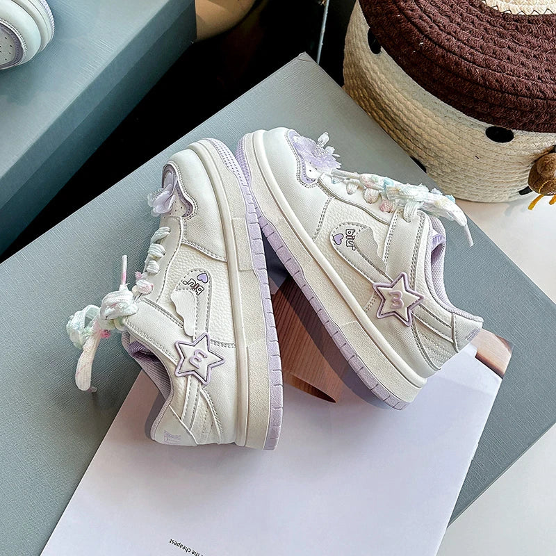 Girls' white sneakers 2025 autumn New leather breathable casual shoes, girls' soft-soled sports shoes and running shoes