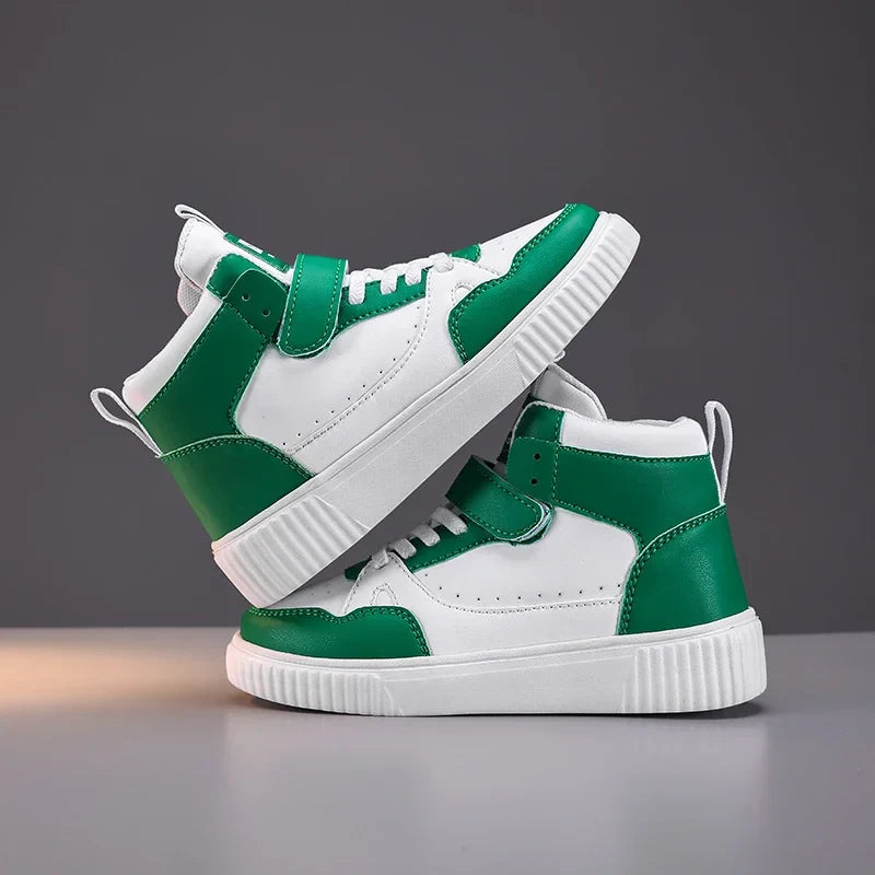 New High Top Childrens Boy Sneakers Outdoor Running Basketball Kids Sports Shoes Non-slip Luxury Pu Leather Boys Sports Shoes