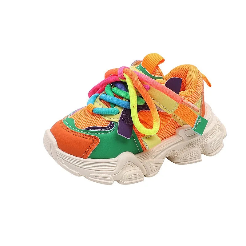Girls & Boys Casual Sneakers Soft Sole Sports Shoes For Child Autumn colorful