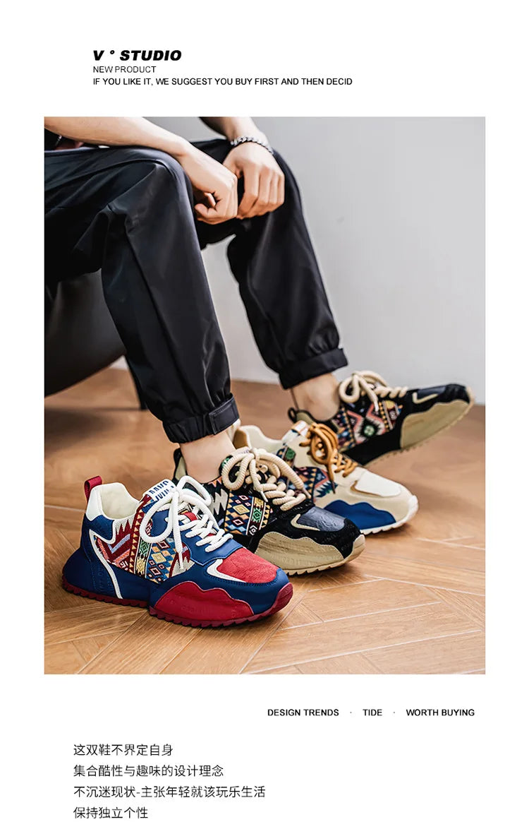 New Men's Sneakers Fashion Skateboard Shoes Outdoor Casual Running Shoes for Men Lace-up Platform Tenis Shoes Zapatillas Hombre