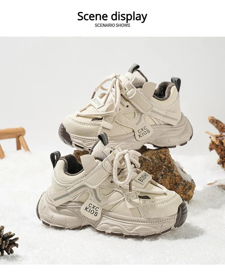 Boys Casual Shoes Non Slip Children Fashion School Walking Running Shoes Sport Kids Leather Sneakers Four Season Size 27-37