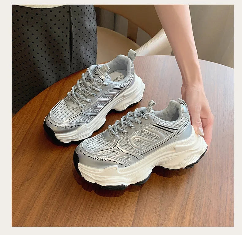 Women Sneakers Autumn Fashion Breathable Casual Shoes Women Mesh Lace Up Comfort Platform Vulcanize Shoes Zapatillas De Mujer