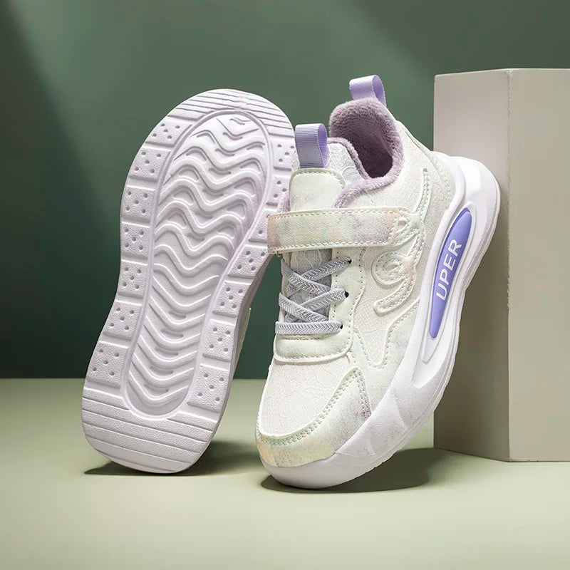 Children's Sneakers Autumn Winter Boys Sport Shoes Girls Plush Cashmere Warm Lined Casual Shoes Studnet Shoes Teen Running Flats