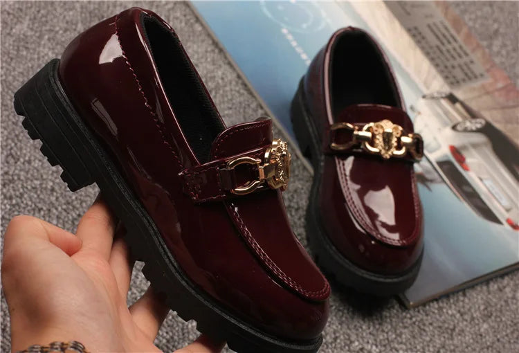 Children's Shoes Girls Autumn Princess Fashion Leather Shoes Kids Soft Sole British Style Black Student Performance Shoes