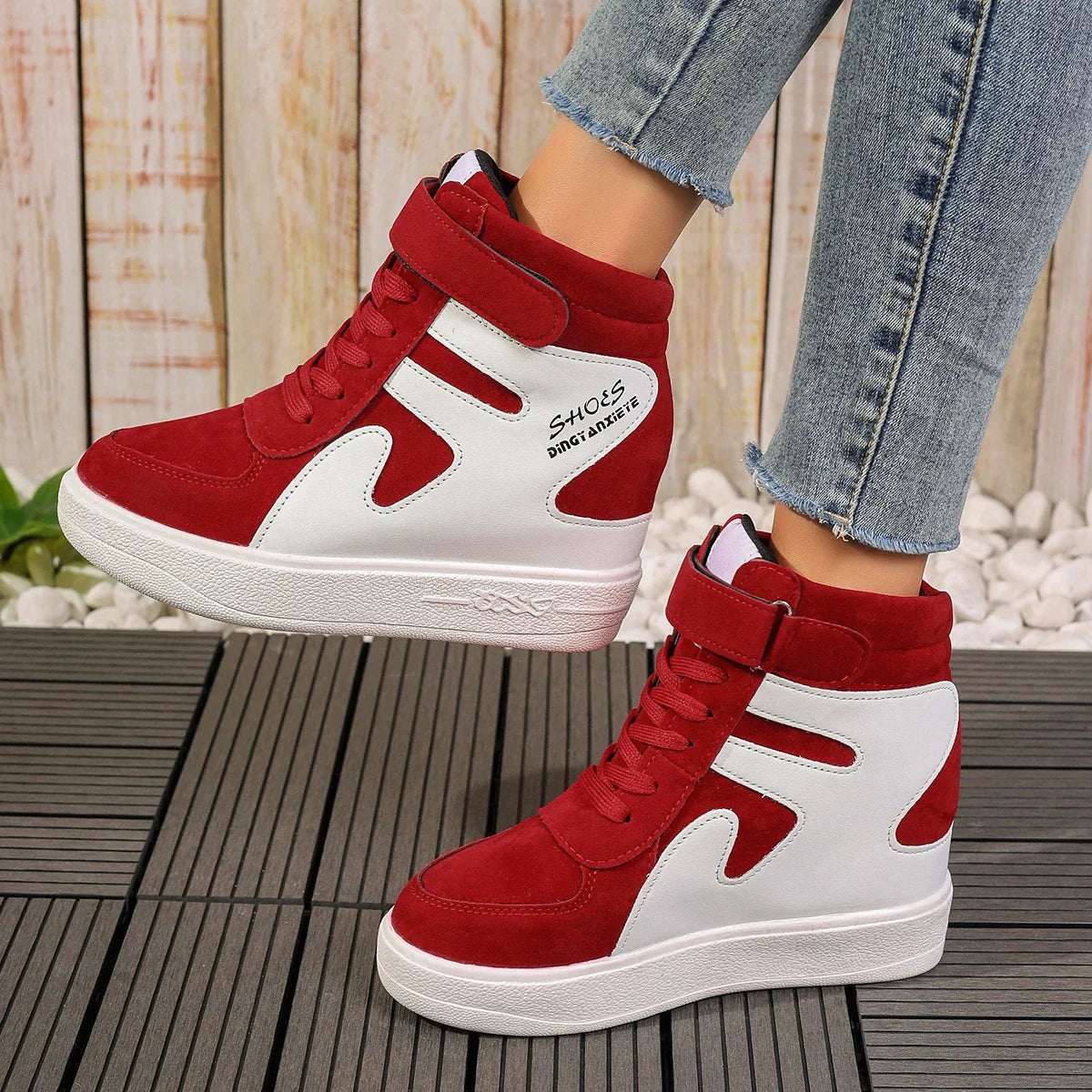 Sneakers Women New High Top Platform Casual Wedges Sneakers Autumn Winter Female Black Internal Increase Vulcanize Women Shoes