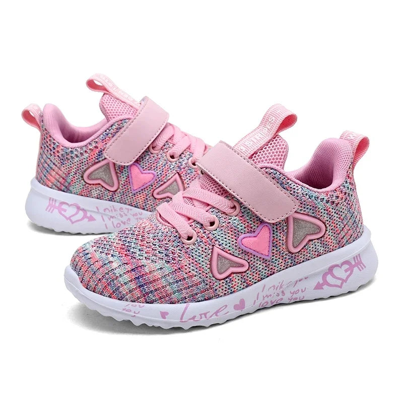 2025 Girls Casual Shoes Children Light Mesh Sneakers Kids Summer Autumn Tenis Cute Sport Cartoon Running Sock Footwear Female