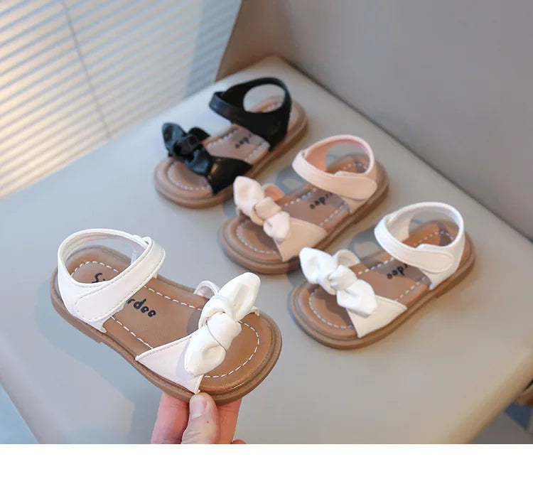 Girls Princess Sandals with Bow-knot Fashion Classic Baby Kids Beach Shoes Children Summer Sandals Simple Size 21-30 Hot Sale