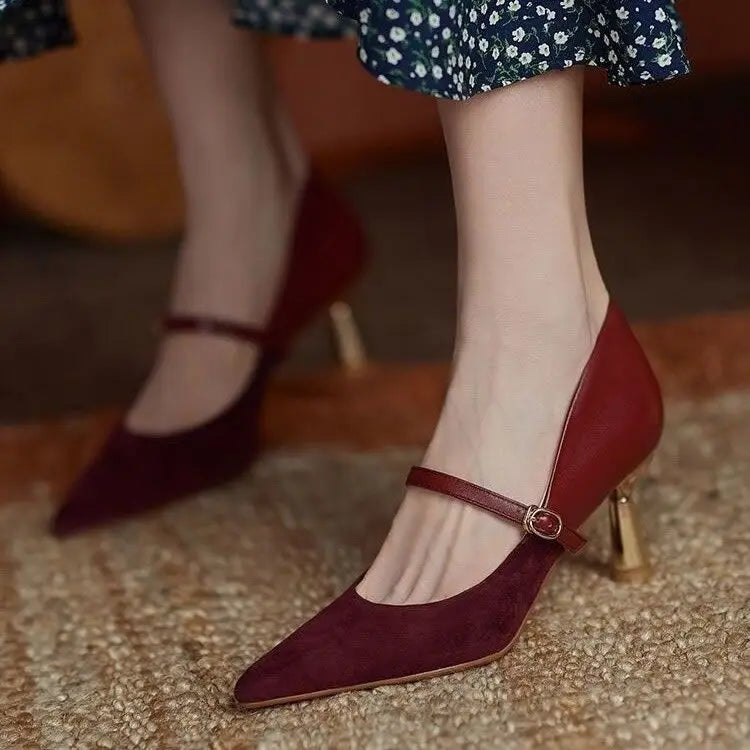 Shoes for Woman 2025 Pumps Evening Women's Summer Footwear Bride Pointed Toe on Heeled High Heels Red Casual Chic and Elegant A