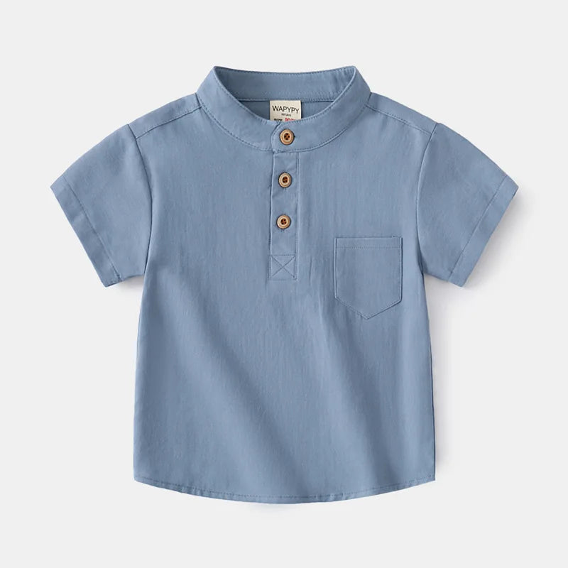 Mandarin Boys Summer Tshirts Fashion Toddler Tees Baby Shirts Cotton Kids Children's Clothes