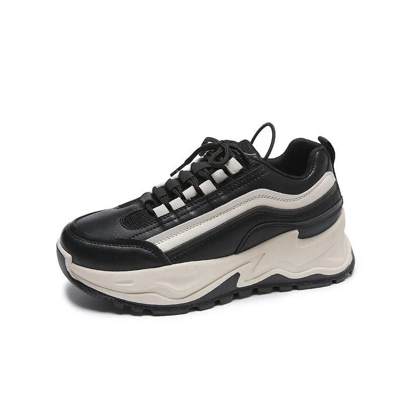Women's Sneakers Trend Height Increasing Platform Shoes Breathable Casual Sports Shoes for Women Black Vulcanized Shoes Sneakers