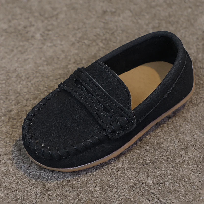 Boys Moccasins Shoes Fashion Solid Color Kids School Causal Shoes Breathable Non-slip Children Slip-on Flats Loafers Size 21-30