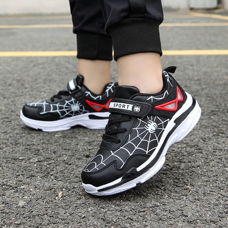 Kids Shoes Boys Sneakers Red PU Leather Children Sneakers New Fashion Casual Fashion Sports Outdoor Running Tennis Shoes for Boy