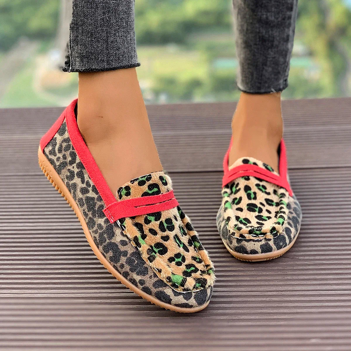 Women Flats Shoes Spring Autumn New Fashion Comfortable Elegant Sneakers Women Leopard Print Wear-Resistant Single Shoes Women