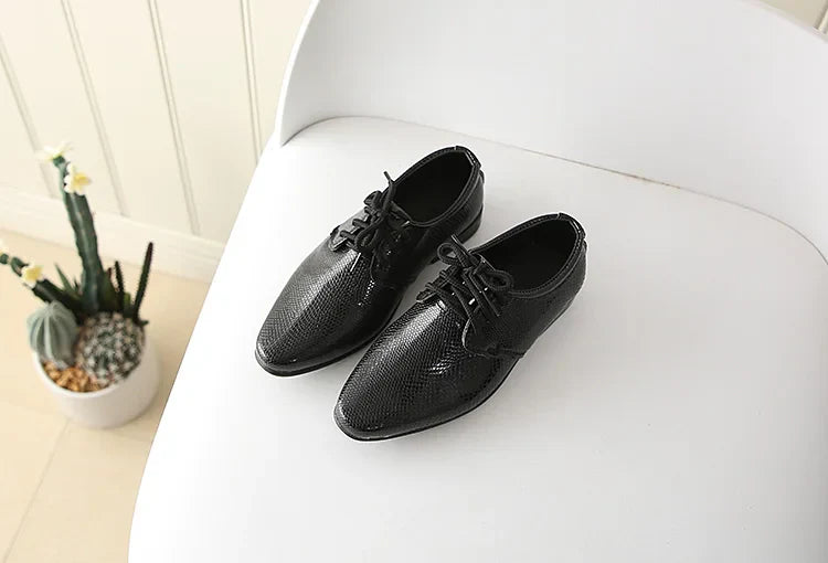 Iawesome Boys Leather Shoes Kids Flats Lace-up Children's Wedding Shoes For Toddlers Boy Big Boys Fashion For Performance