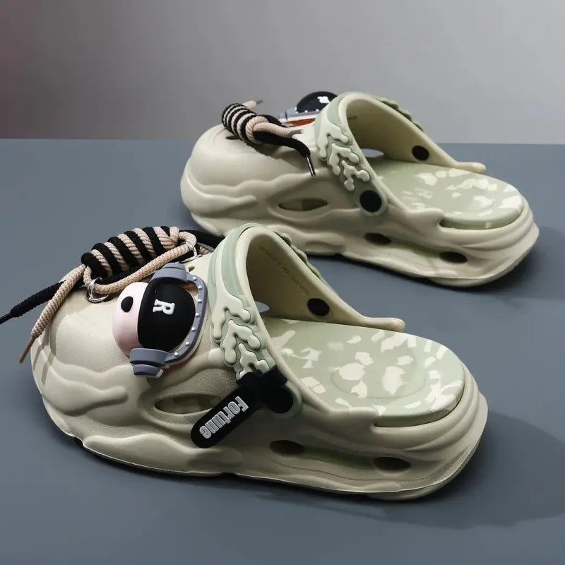 Couple Summer Thick-soled Hole Shoes Non-slip Bag Head Slipper Breathable Cartoon Mens Womens Beach Outdoor Sports Beach Sandals