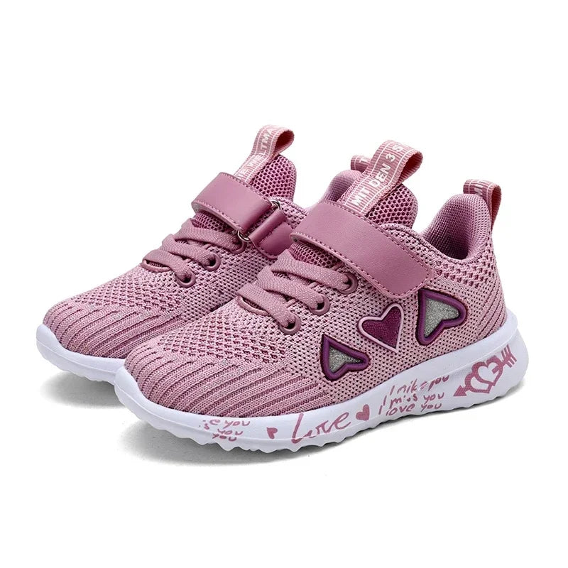 2025 Girls Casual Shoes Children Light Mesh Sneakers Kids Summer Autumn Tenis Cute Sport Cartoon Running Sock Footwear Female