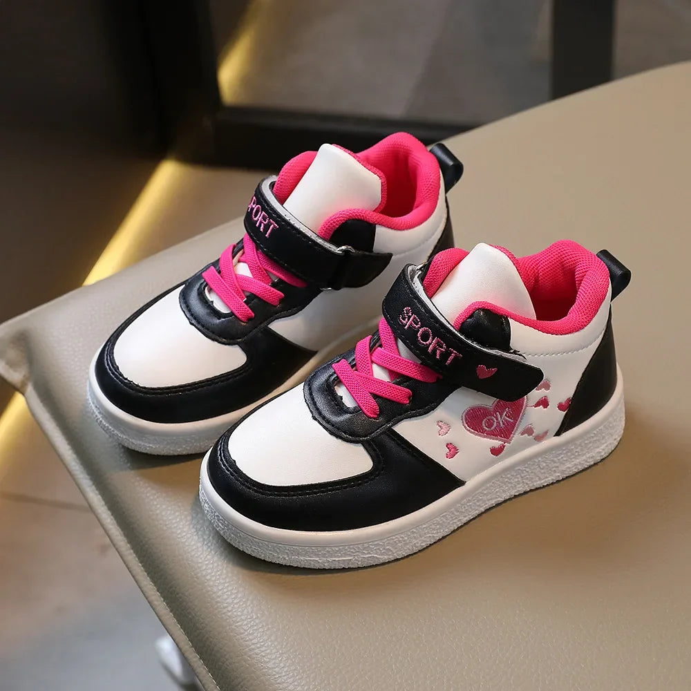 Children's Sports Shoes 2024 Spring and Autumn New Cute Girls' Sneakers Versatile Soft Breatheable Hook & Loop Fashion Kids Shoe